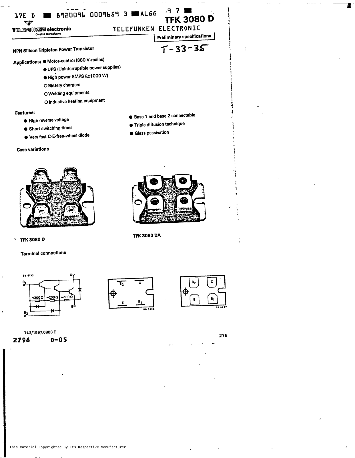 Telefunken TFK3080D Datasheet