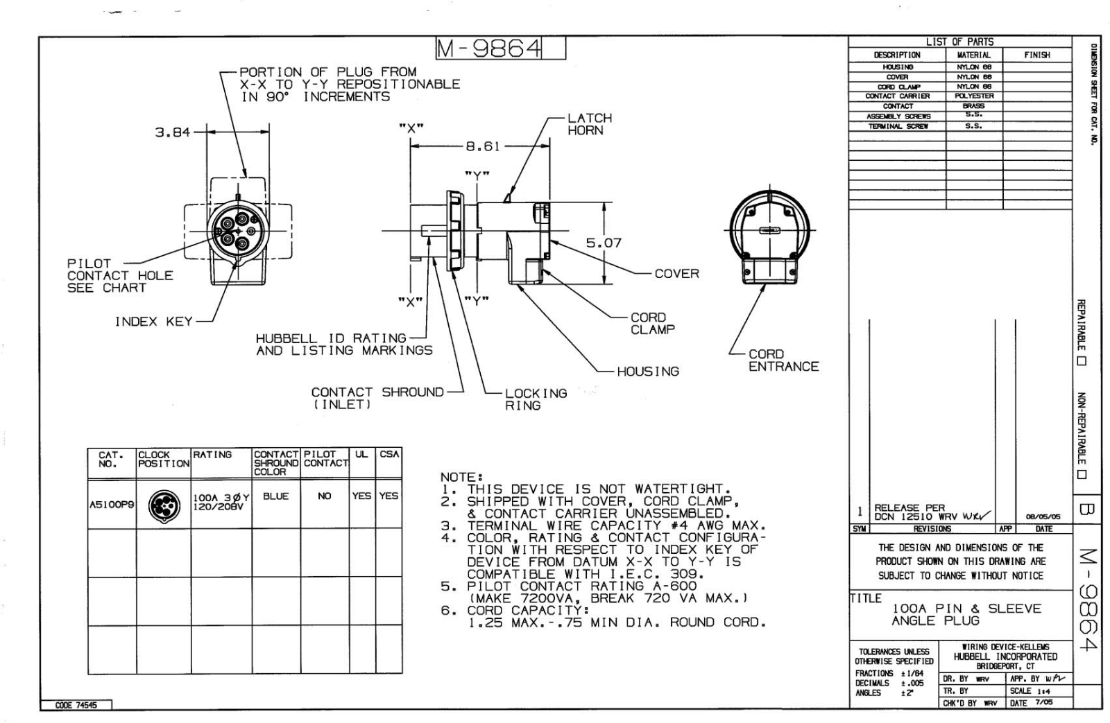 Hubbell A5100P9 Reference Drawing