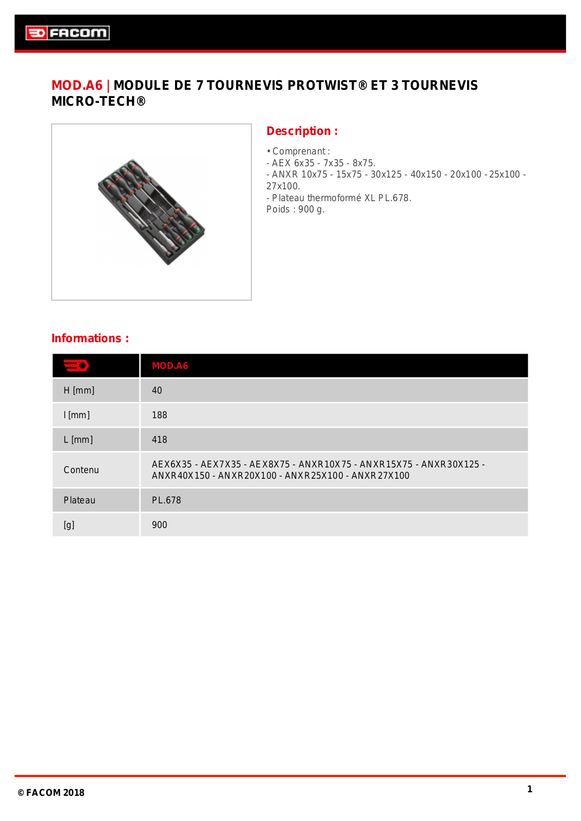 Facom MOD.AT6PB Specification - ManualMachine.com