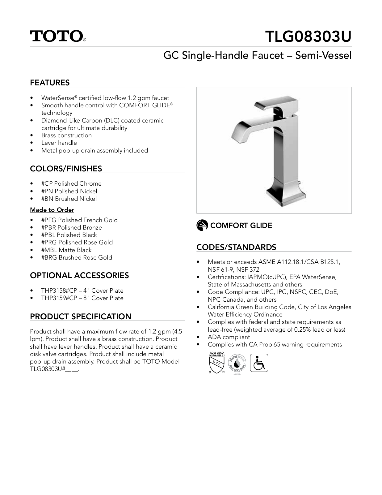 TOTO SBSA1534 Specifications - ManualMachine.com