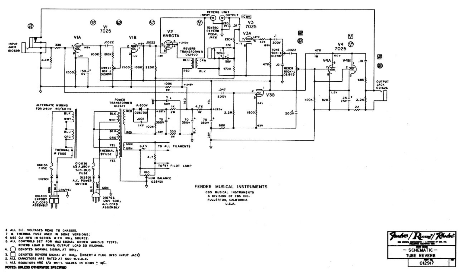 Fender Silver-Face Schematic