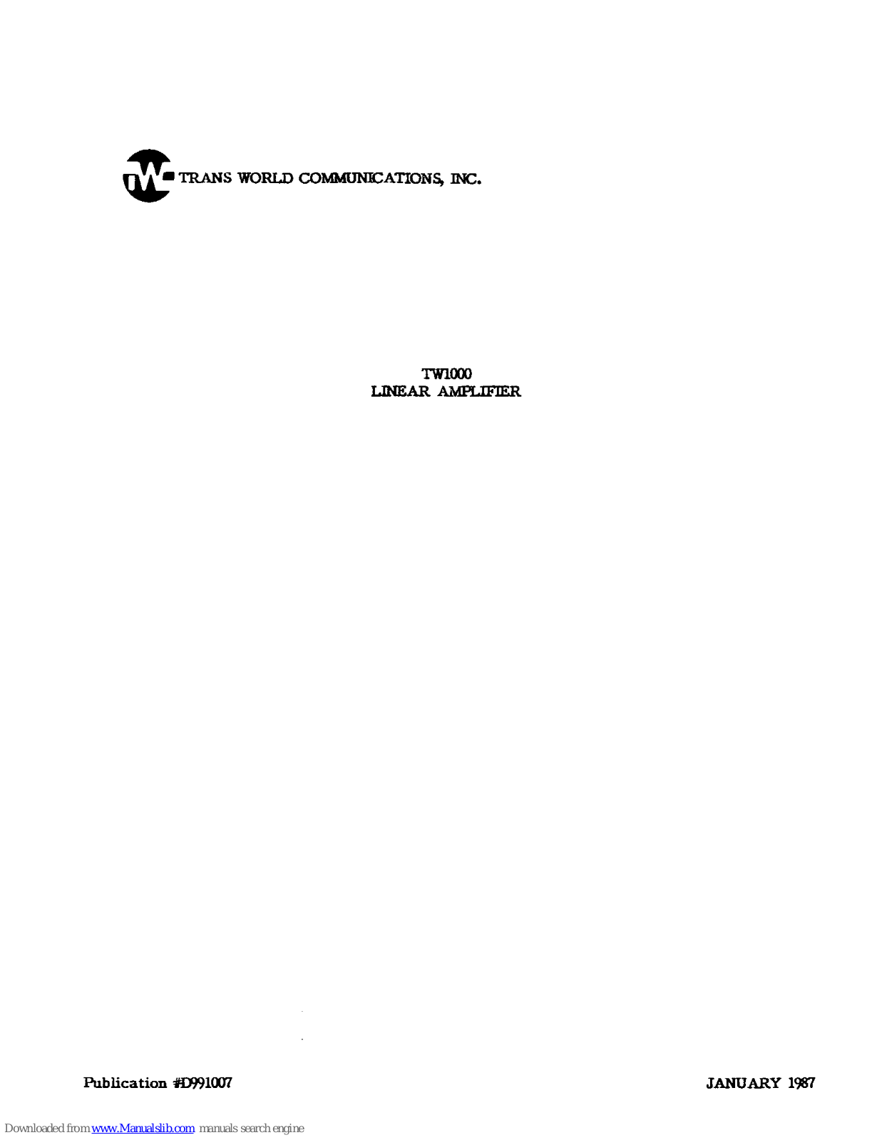 TWC TW1000 User Manual