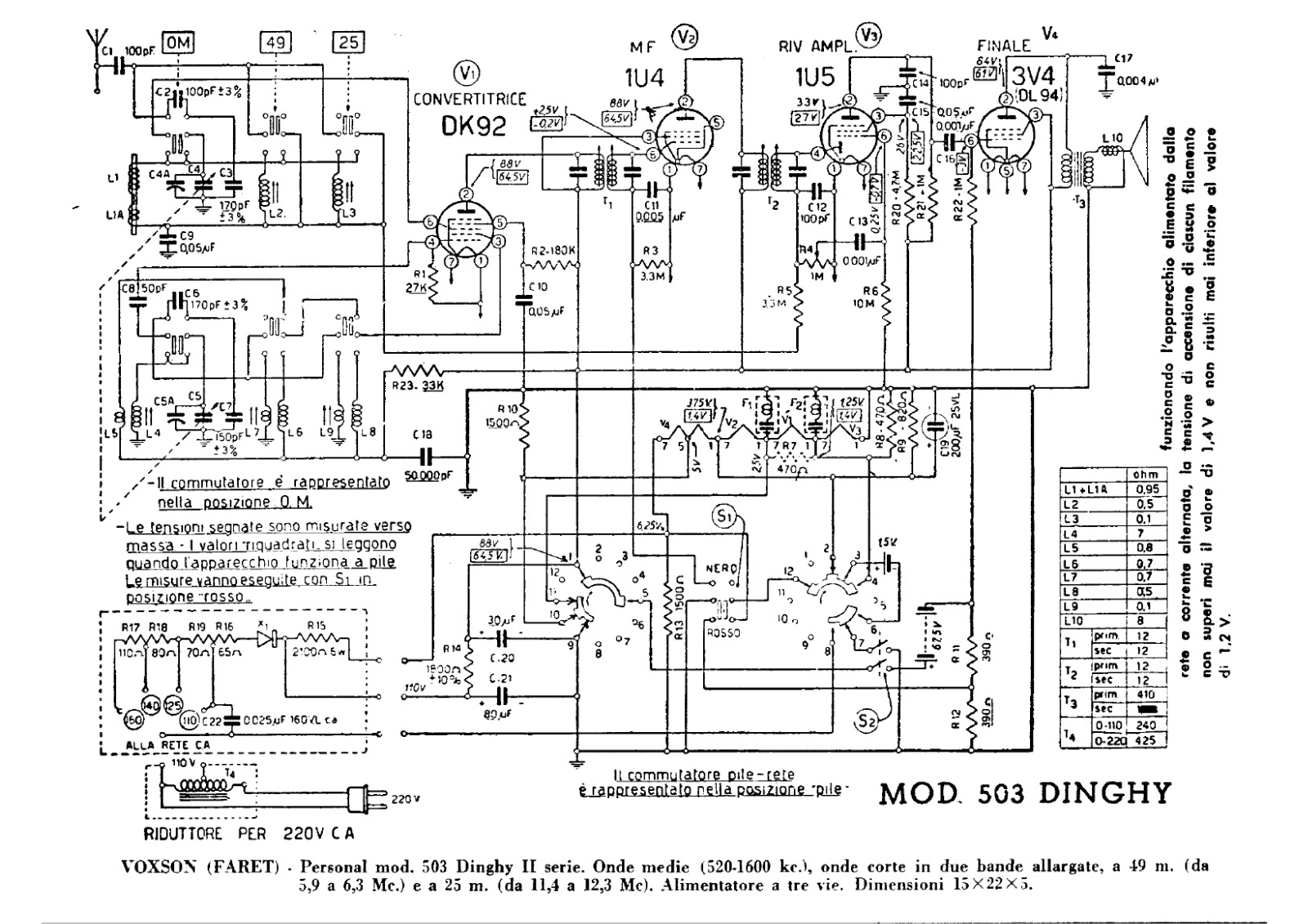 Voxson 503  ii schematic