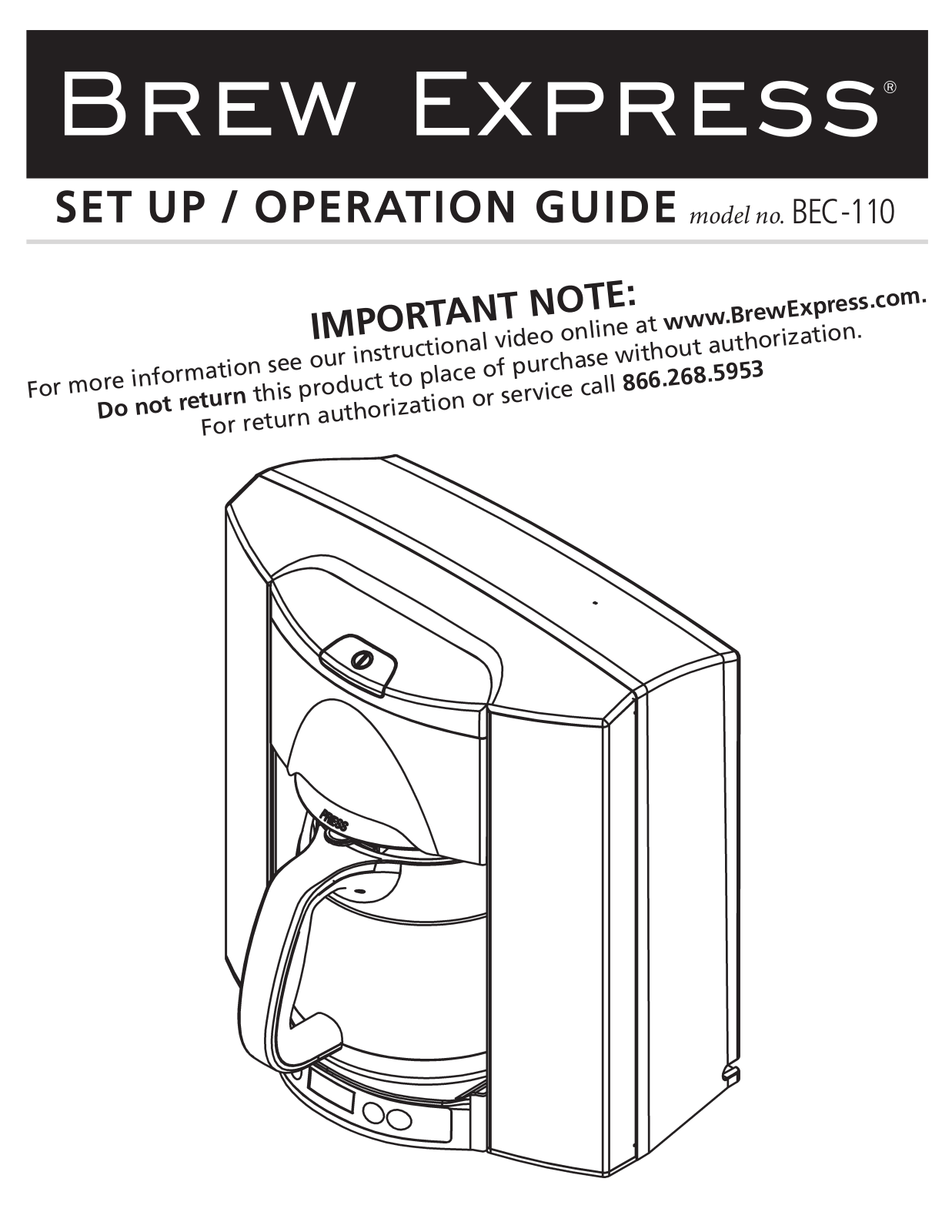 Brew Express BEC-110 OPERATION GUIDE - ManualMachine.com