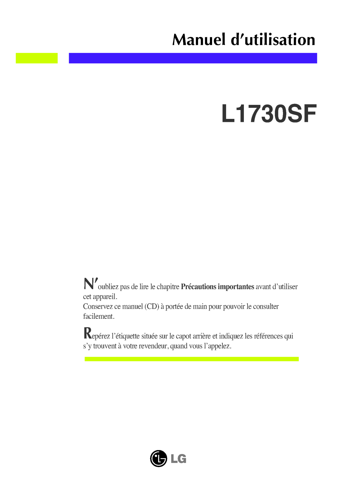 LG L1730SFK User Manual