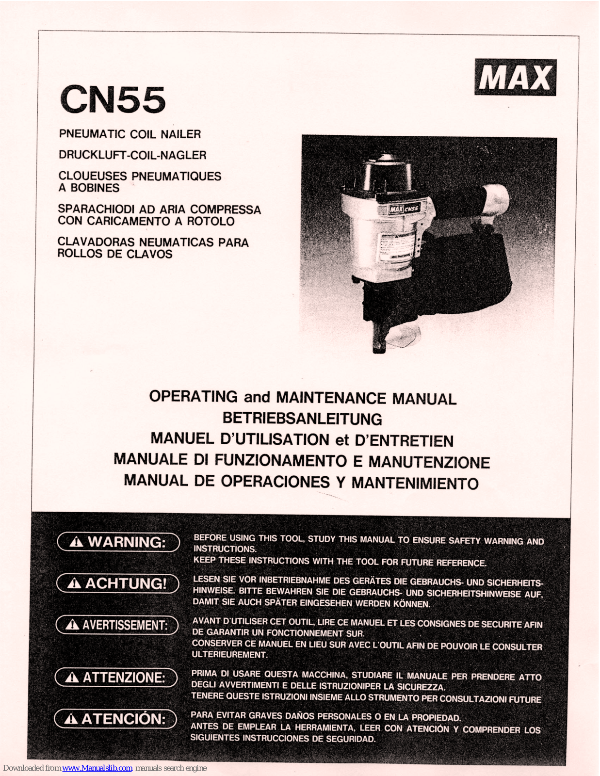 Max CN55 Operating And Maintenance Manual