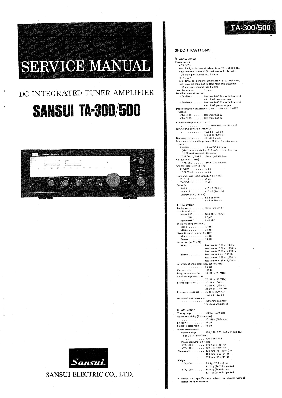 Sansui TA-300 Service Manual