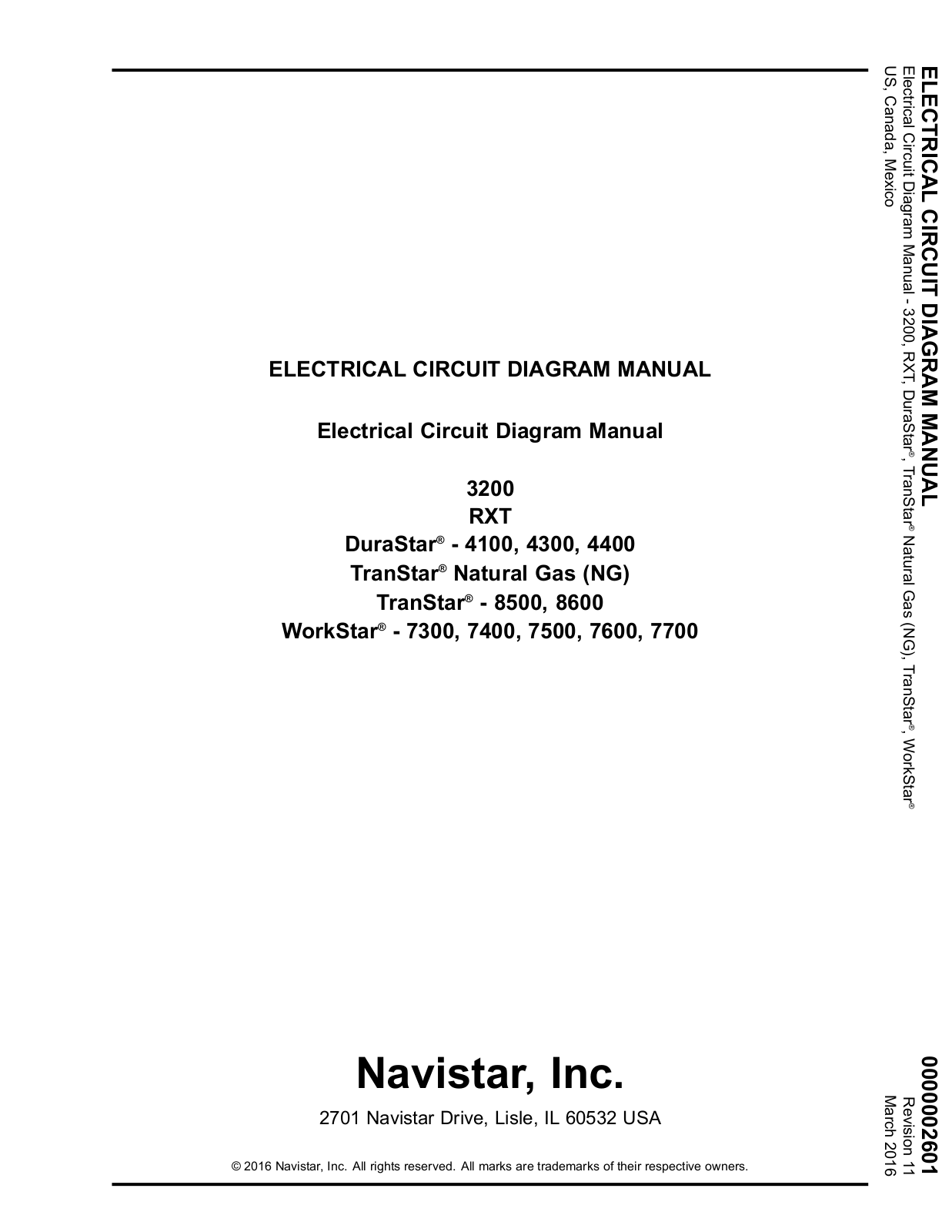 International 3200, RXT, DuraStar, TranStar, Star Wiring Diagram