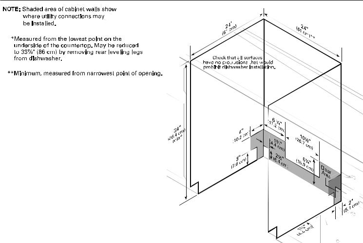 Whirlpool DU1010XTXQ, DU1010XTXT, DU1030XTXB, DU1030XTXT, DU1030XTXQ Dimension Guide