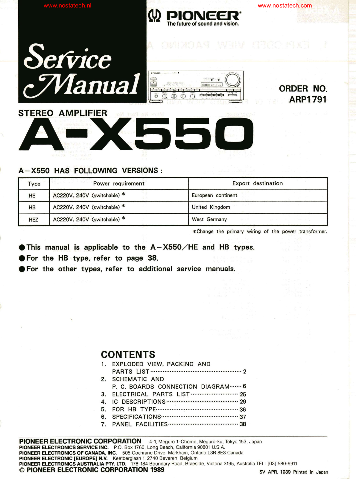 Pioneer AX-550 Service manual