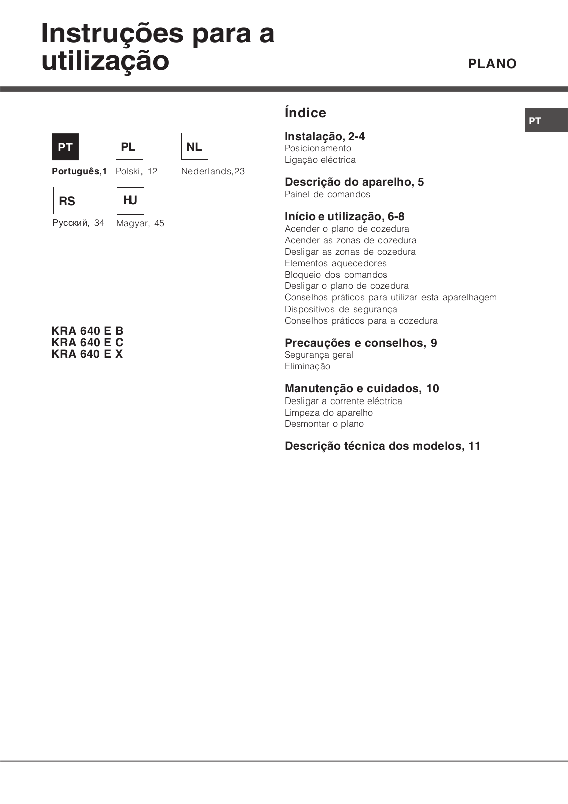 HOTPOINT/ARISTON KRA 640 X User Manual