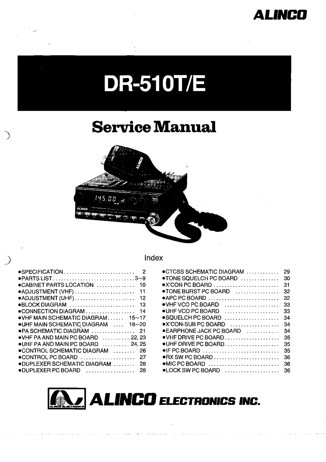 Alinco DR-510E, DR-510T Service Manual