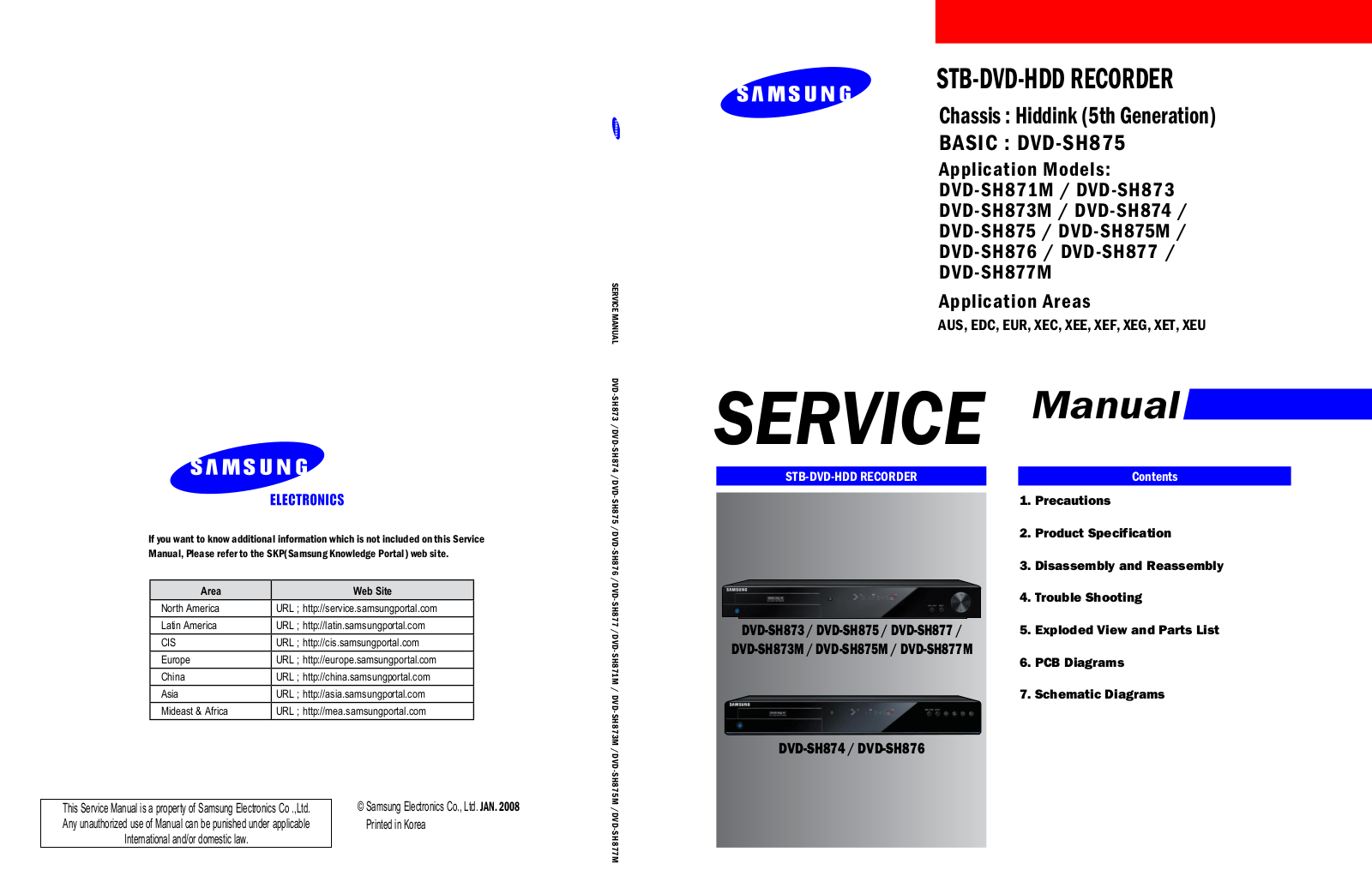 Samsung DVD-SH871M, DVD-SH873, DVD-SH873M, DVD-SH874, DVD-SH875 Service Manual