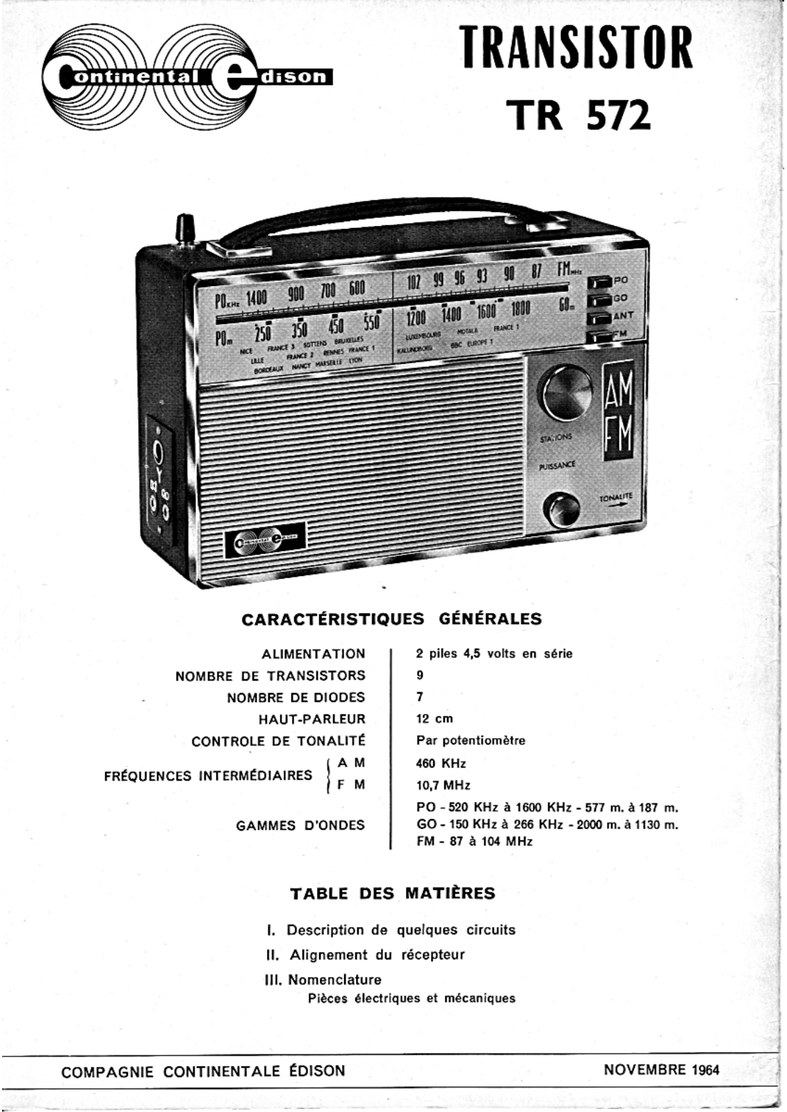 Continental Edison TR-572 Schematic