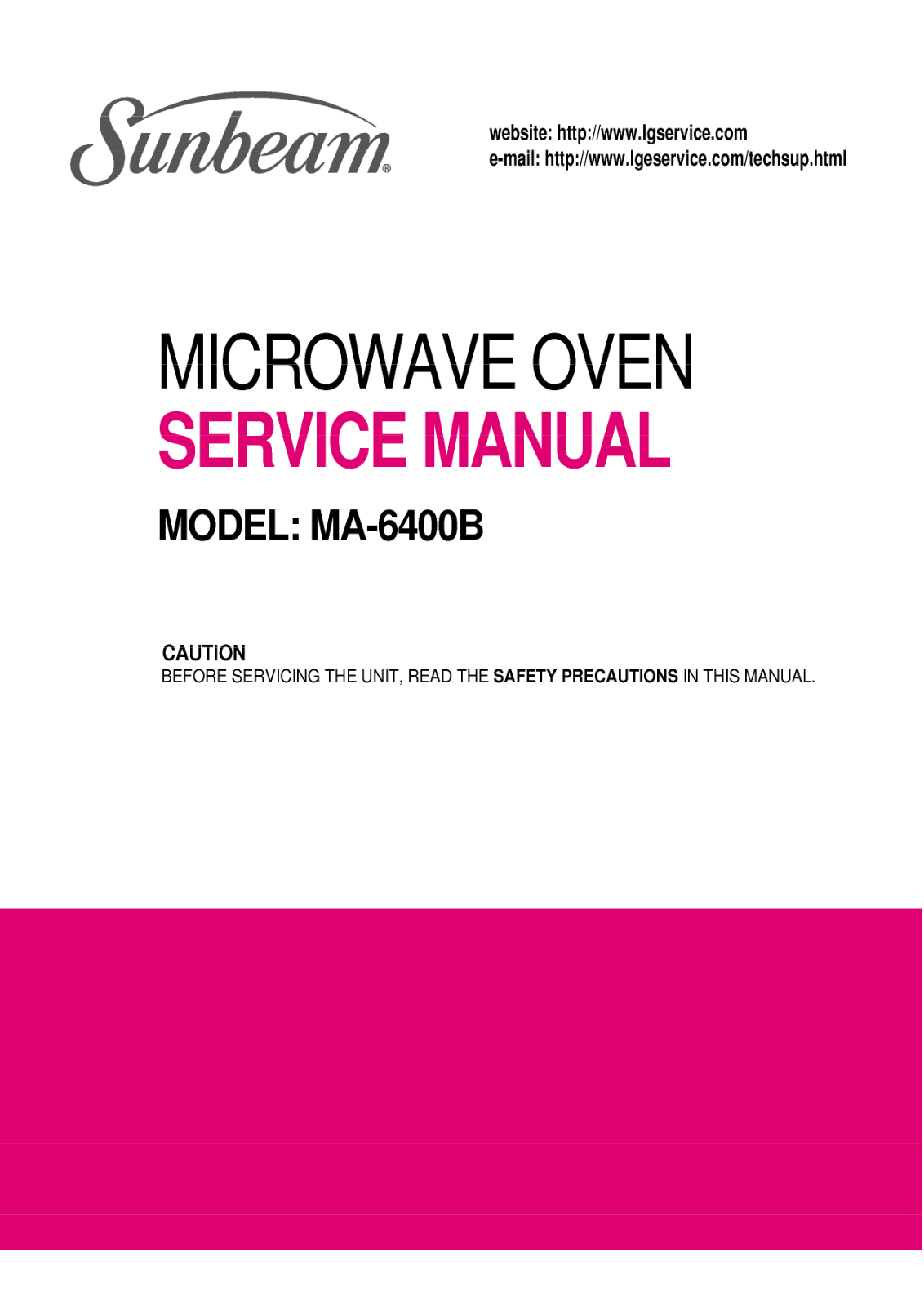 Sunbeam Ma-6400b Service Manual