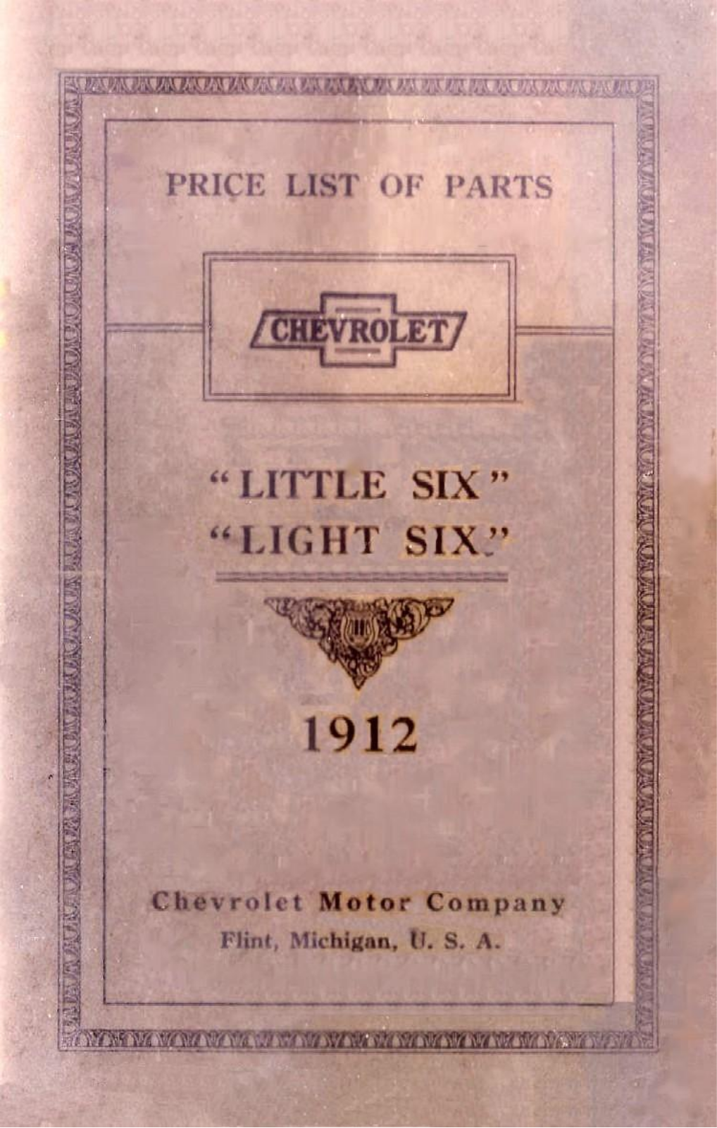 Chevrolet 1912 Parts Price List