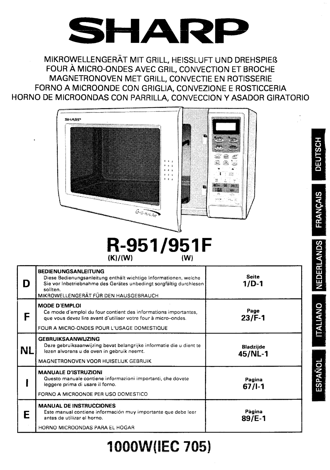 Sharp R-951, R-951F User Manual