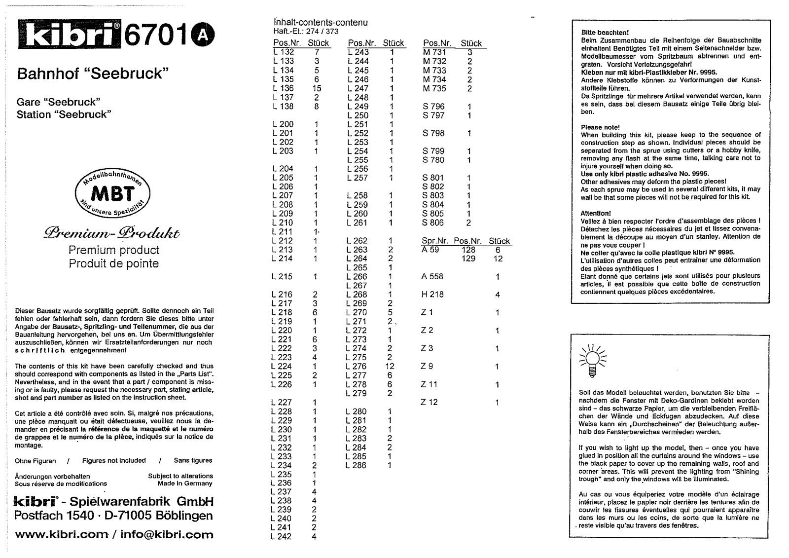 Kibri 6701 User Manual