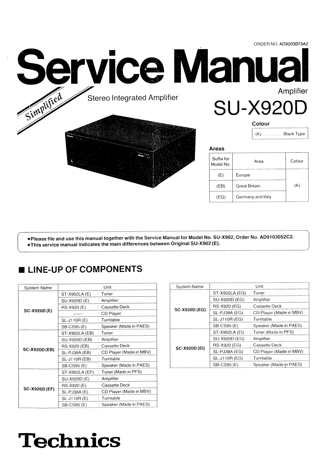Technics SU-X-920-D Service Manual