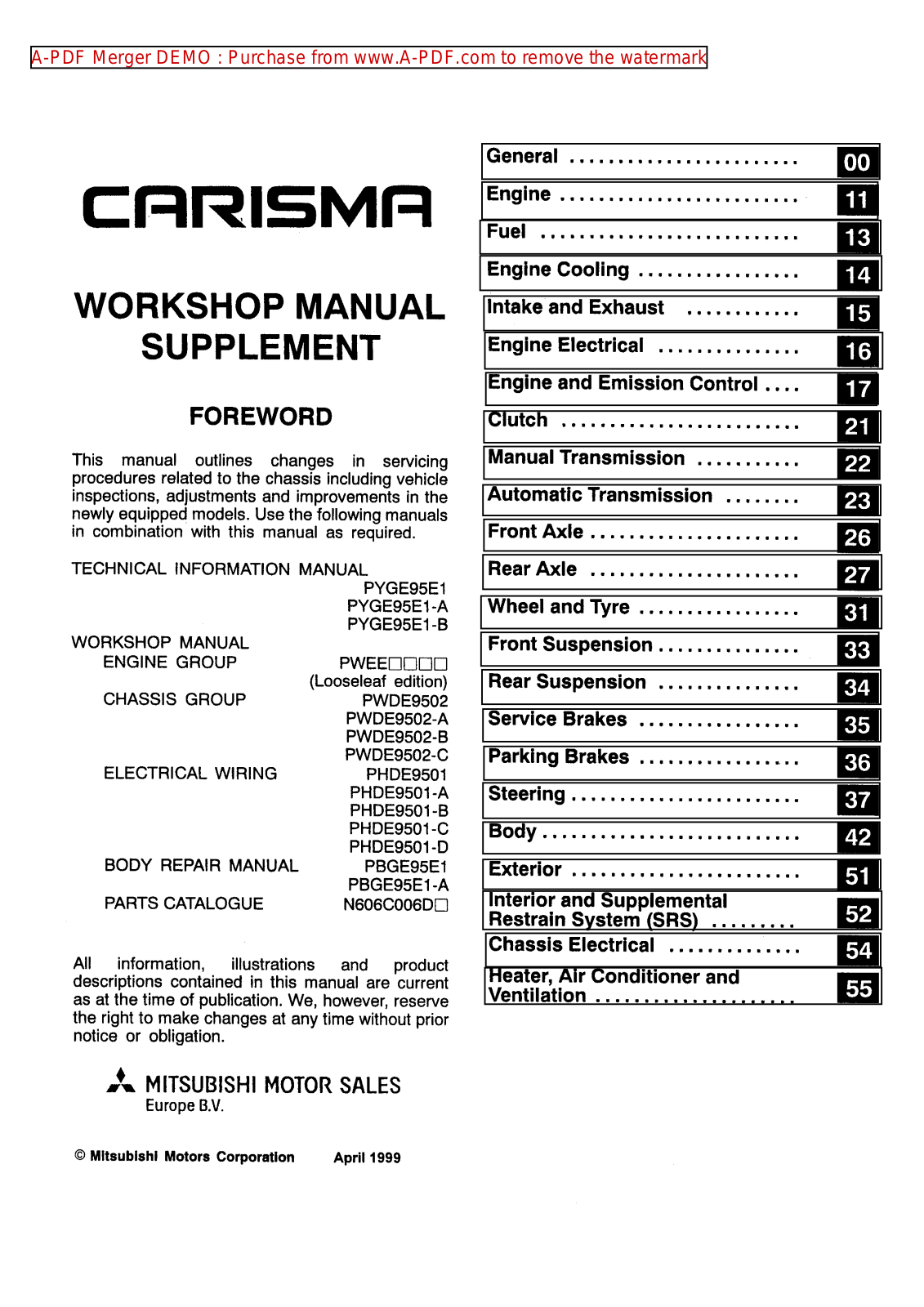 Mitsubishi Carisma 1999 2000 User Manual