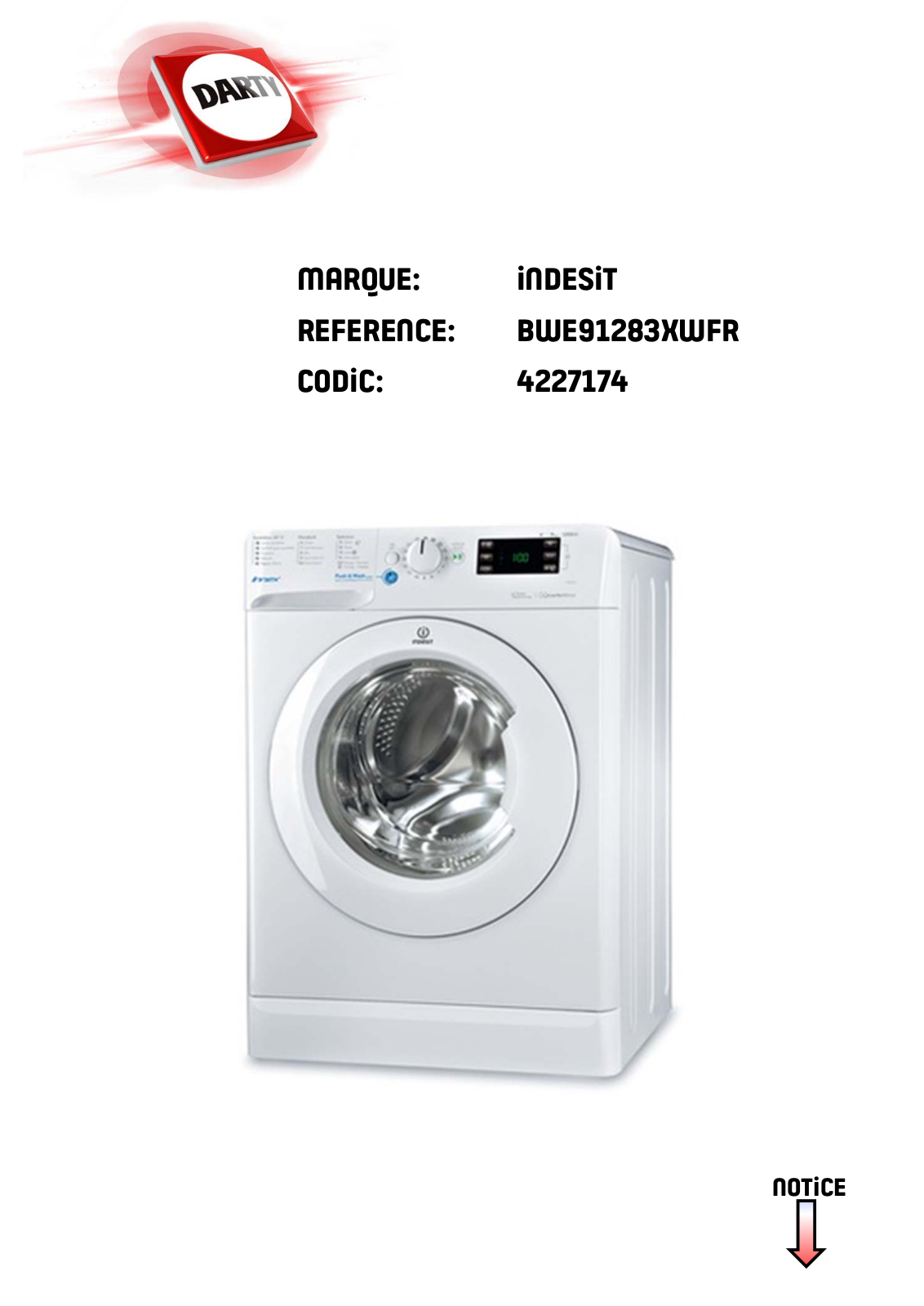 INDESIT BWE91283XWFR.1 User Manual