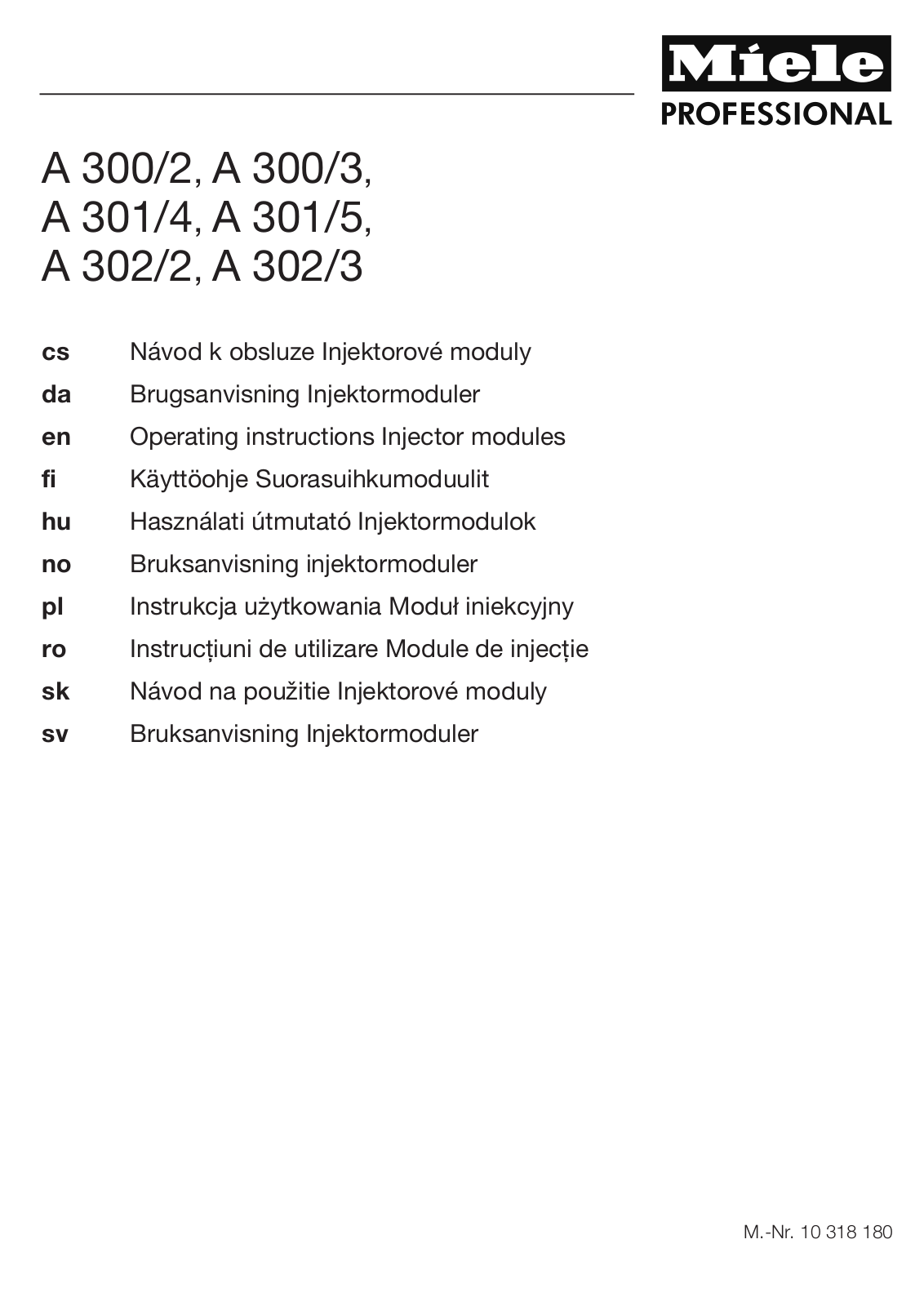 Miele A 300/2, A 300/3, A 301/4, A 301/5, A 302/2 User manual