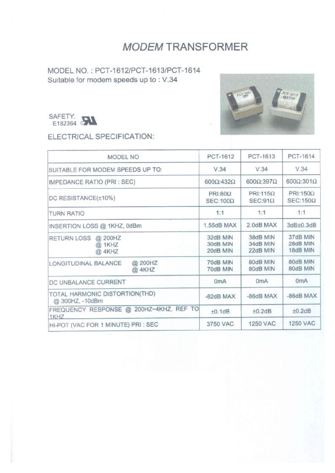 MICRO PCT-1611, PCT-1612, PCT-1613, PCT-1614 Datasheet