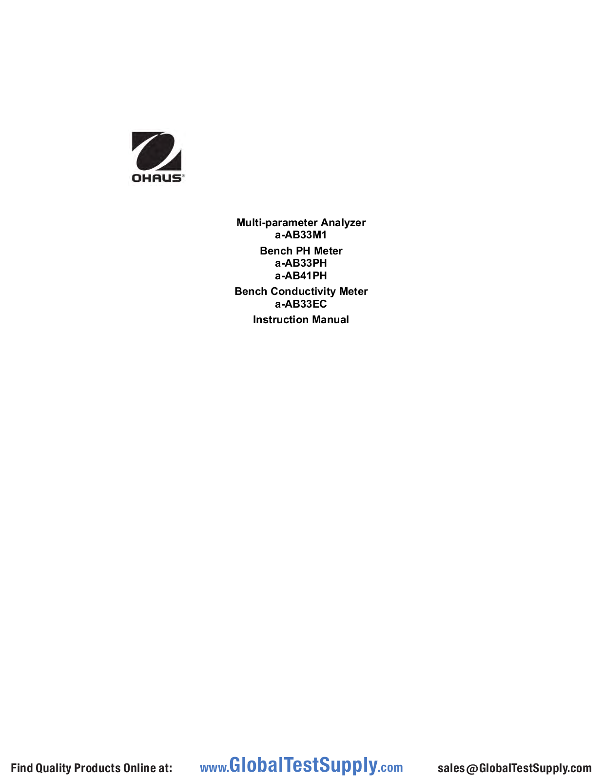 OHAUS AB33EC-F, AB33EC-B, AB33PH-F, AB33M1-B, AB33M1-F User manual - ManualMachine.com