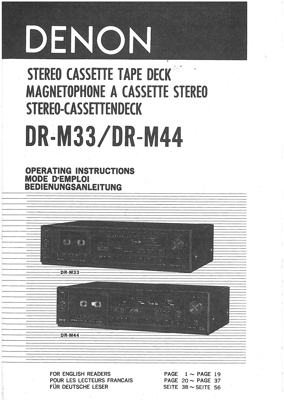 Denon DR-M33, DR-M44 Owner's Manual