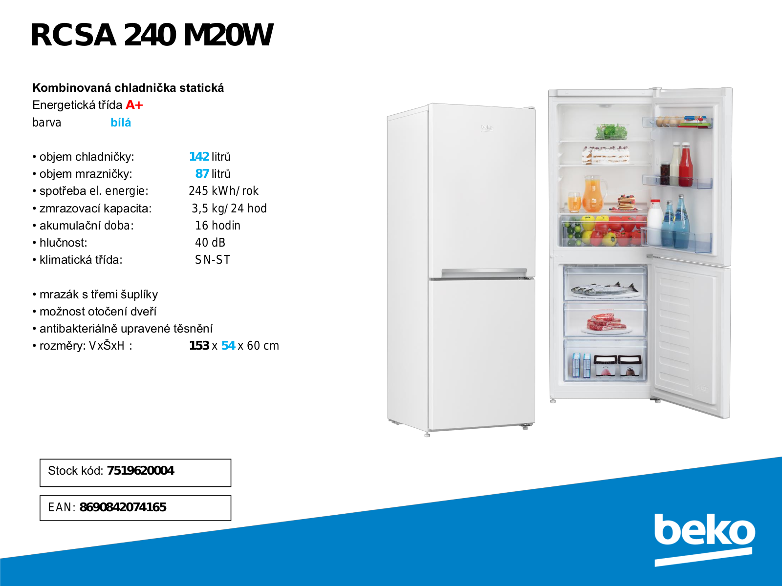 BEKO RCSA 240M20W User Manual