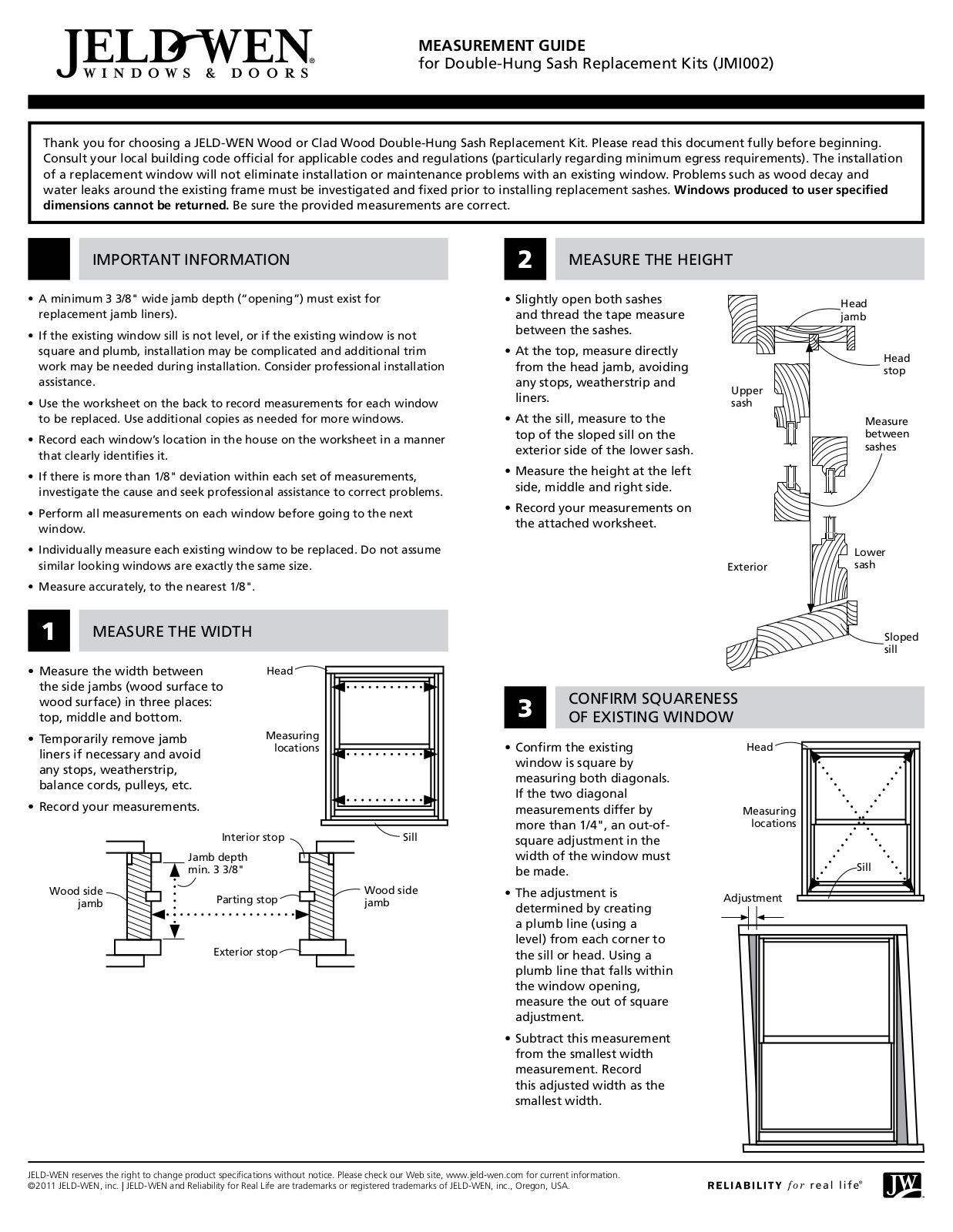 JELD-WEN JMI002 User Manual