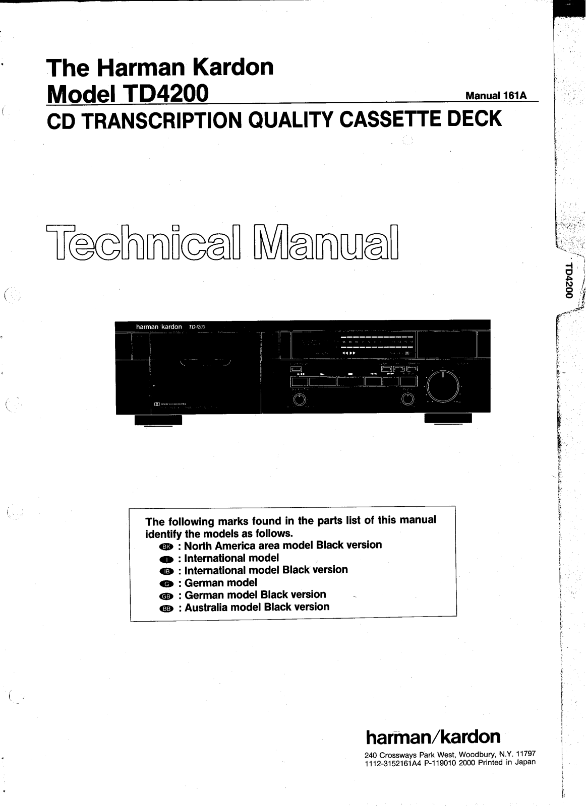 Harman Kardon TD-4200 Service manual
