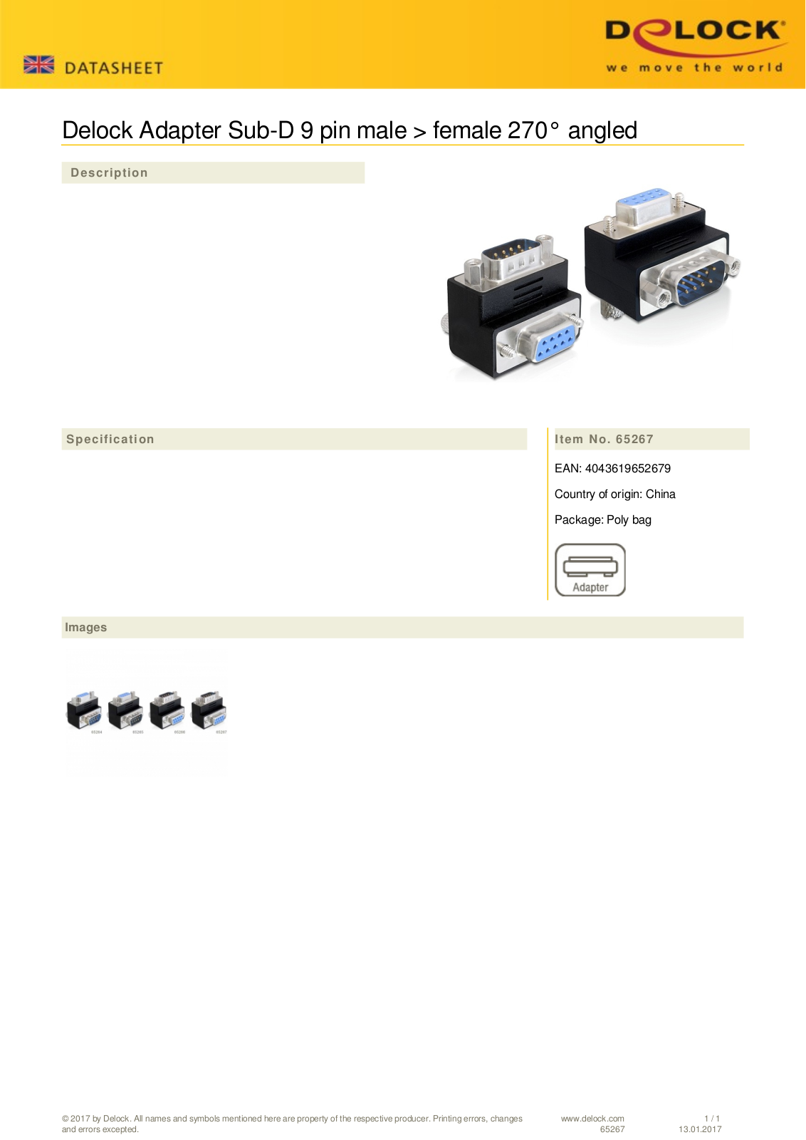 DeLOCK adapter Extension SATA 22pin male-female User Manual