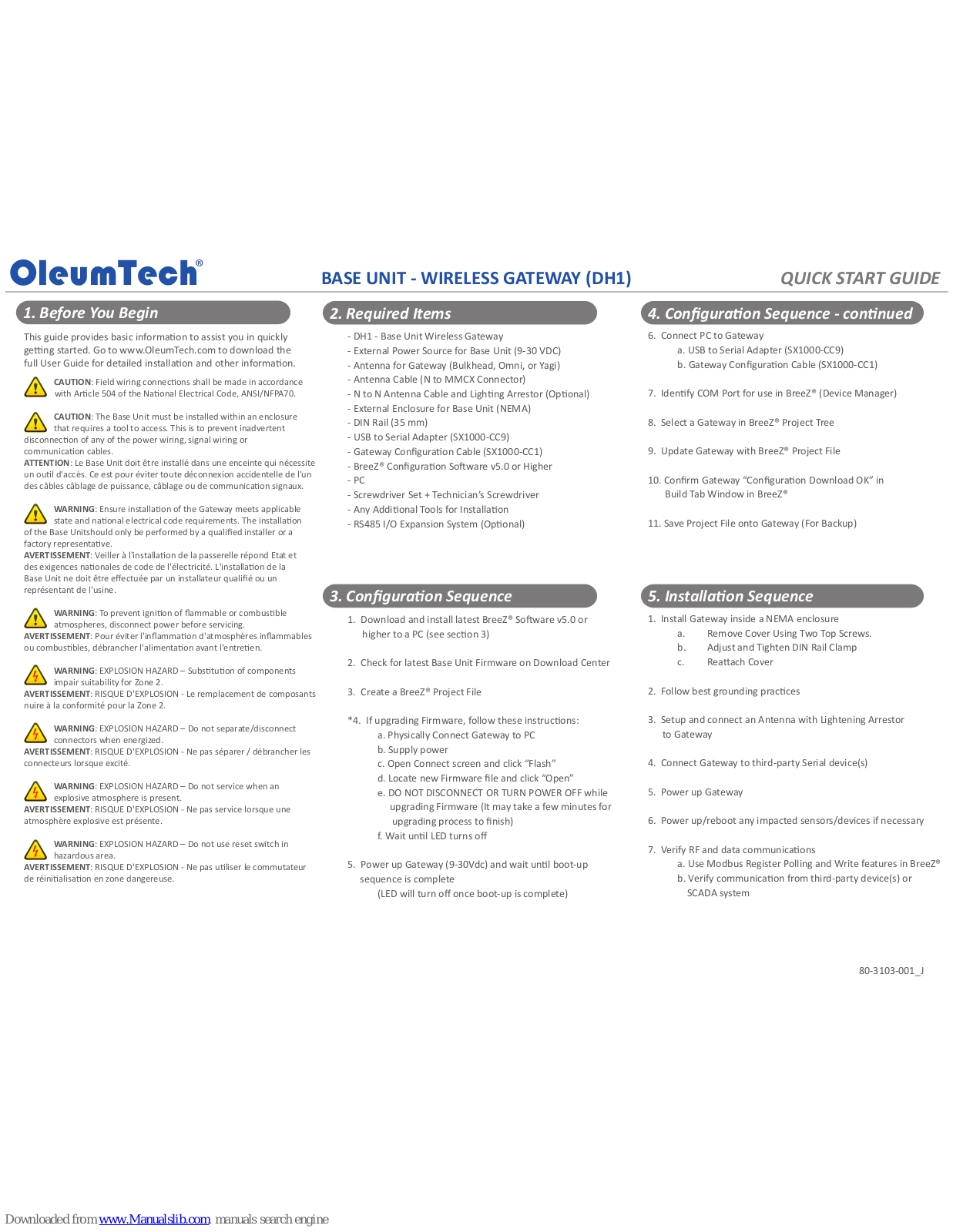 OleumTech DH1 Quick Start Manual - ManualMachine.com