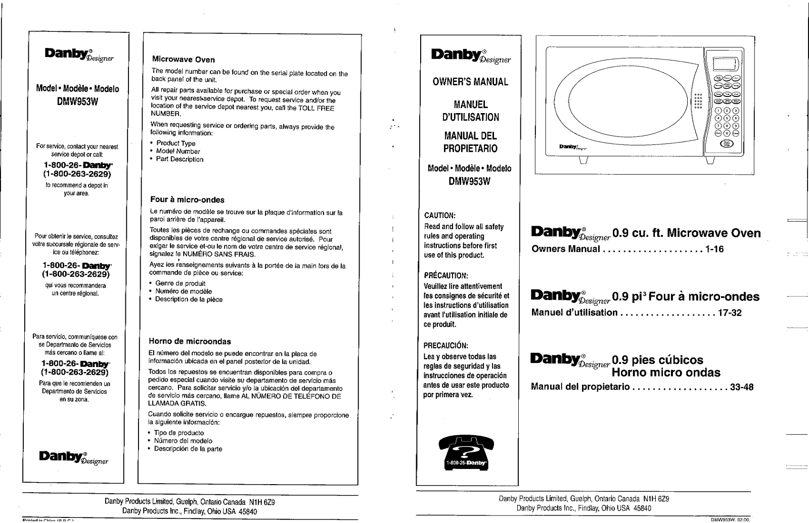 Danby DMW953W User Manual