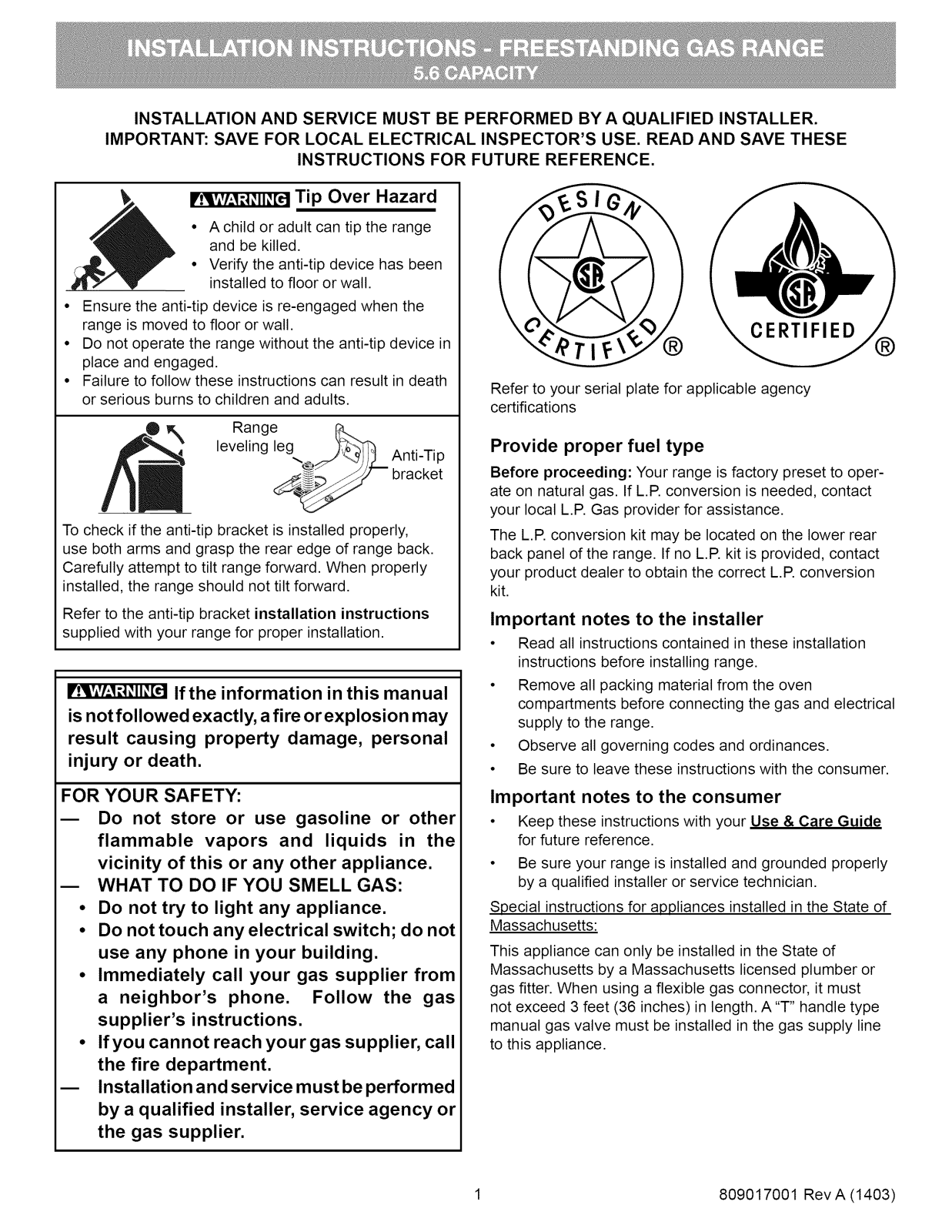 Kenmore 79075343311, 79075343313, 79075233314, 79075239312, 79075239313 Installation Guide - ManualMachine.com