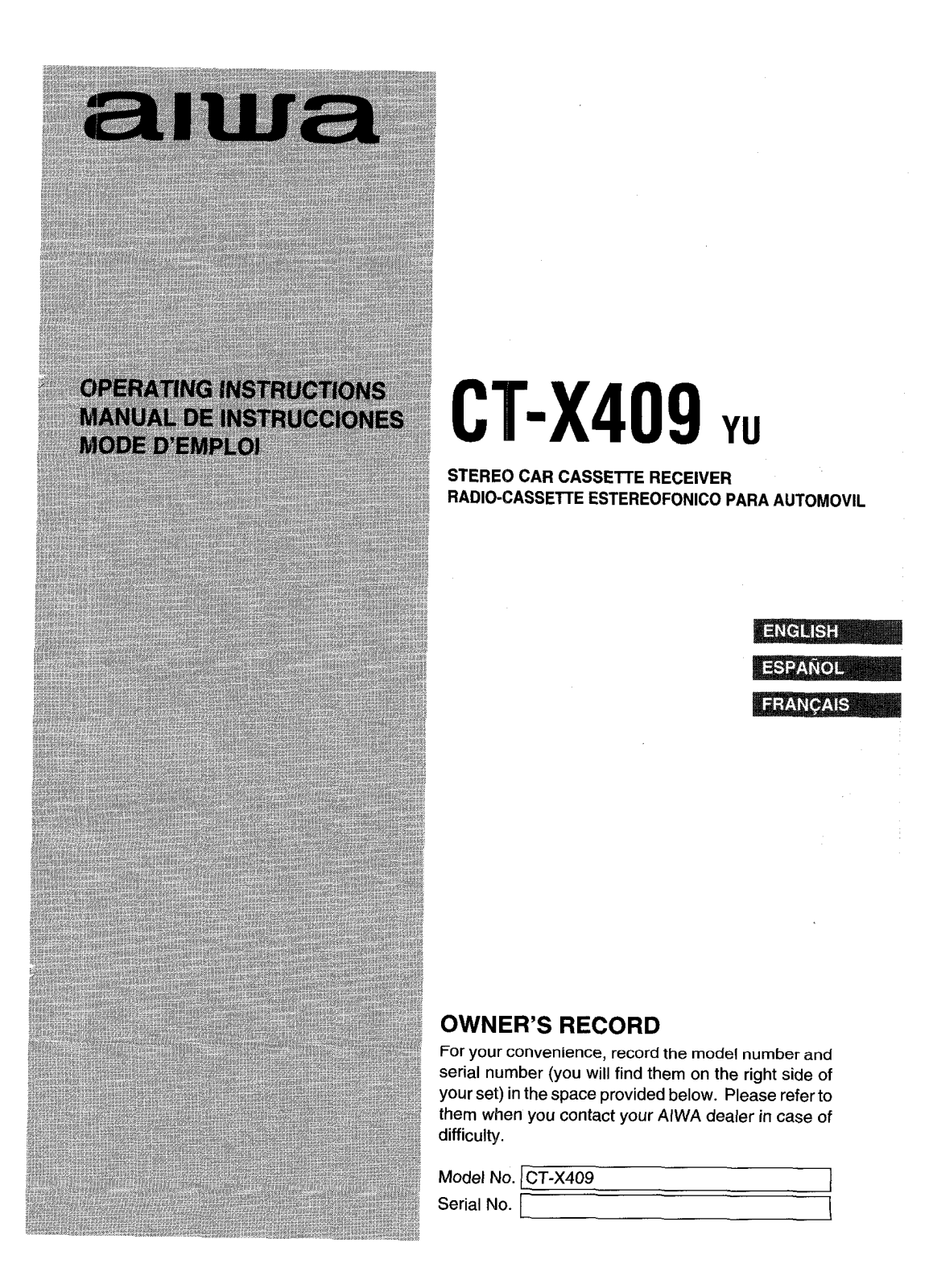 Sony CTX409yu Operating Manual