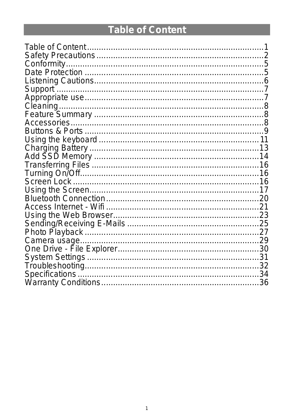 Odys mybook 14 Pro operation manual