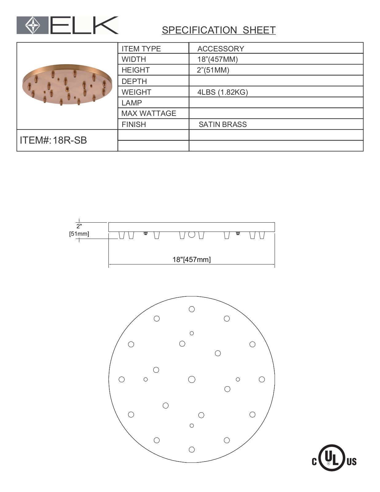 ELK Lighting 18RSB Specifications