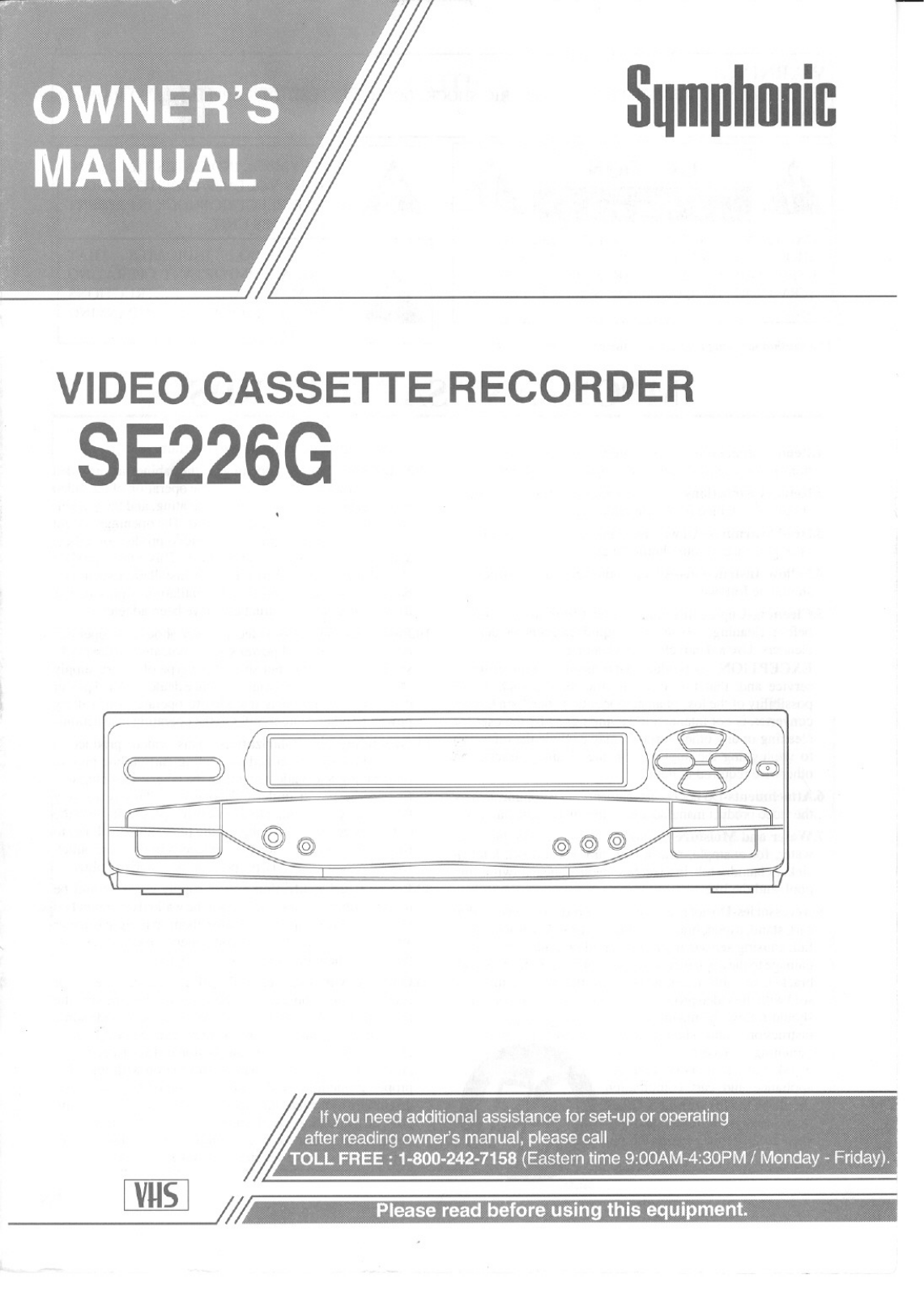 Symphonic SE226G User Manual