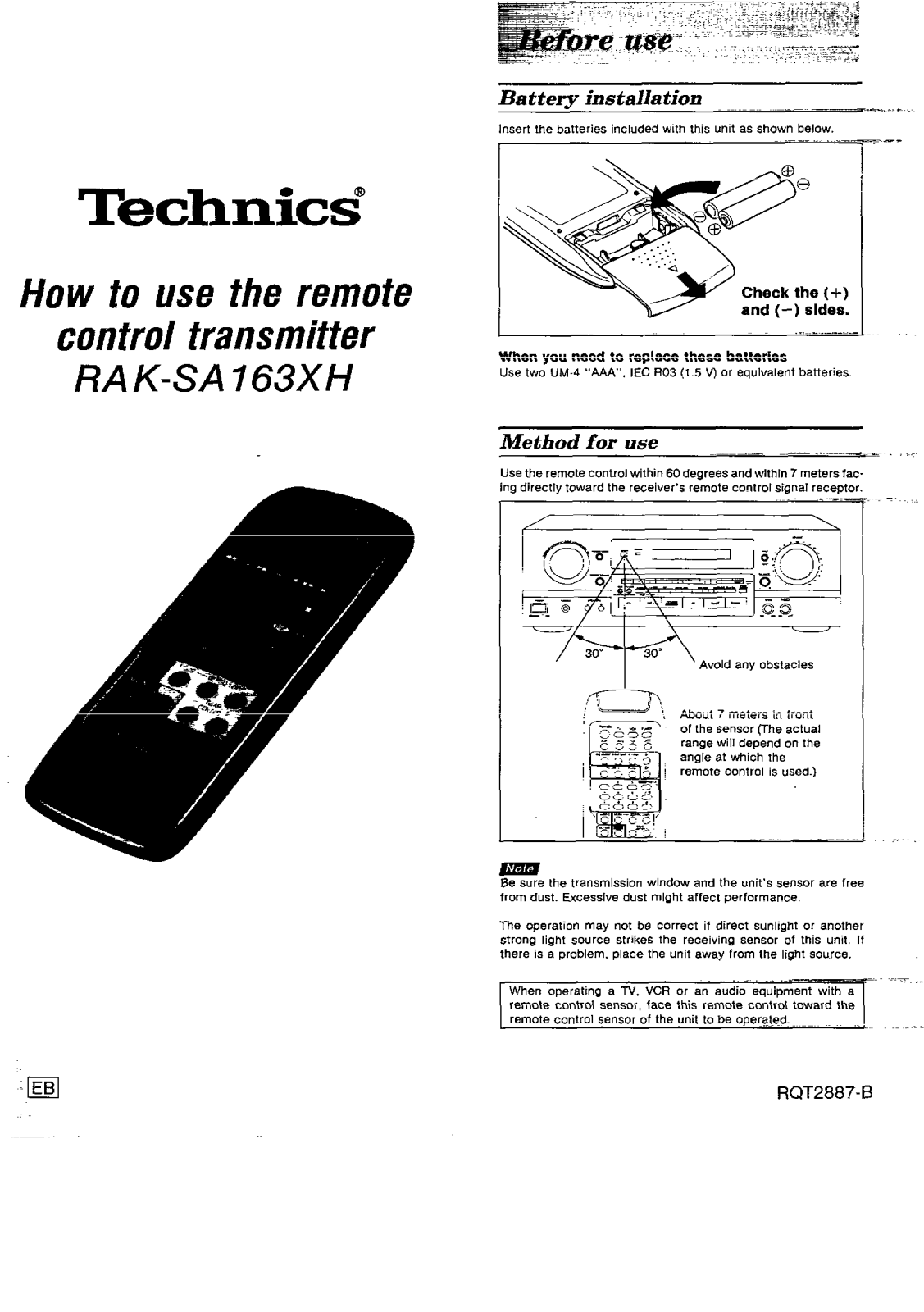 Panasonic RAKSSA163XH User Manual