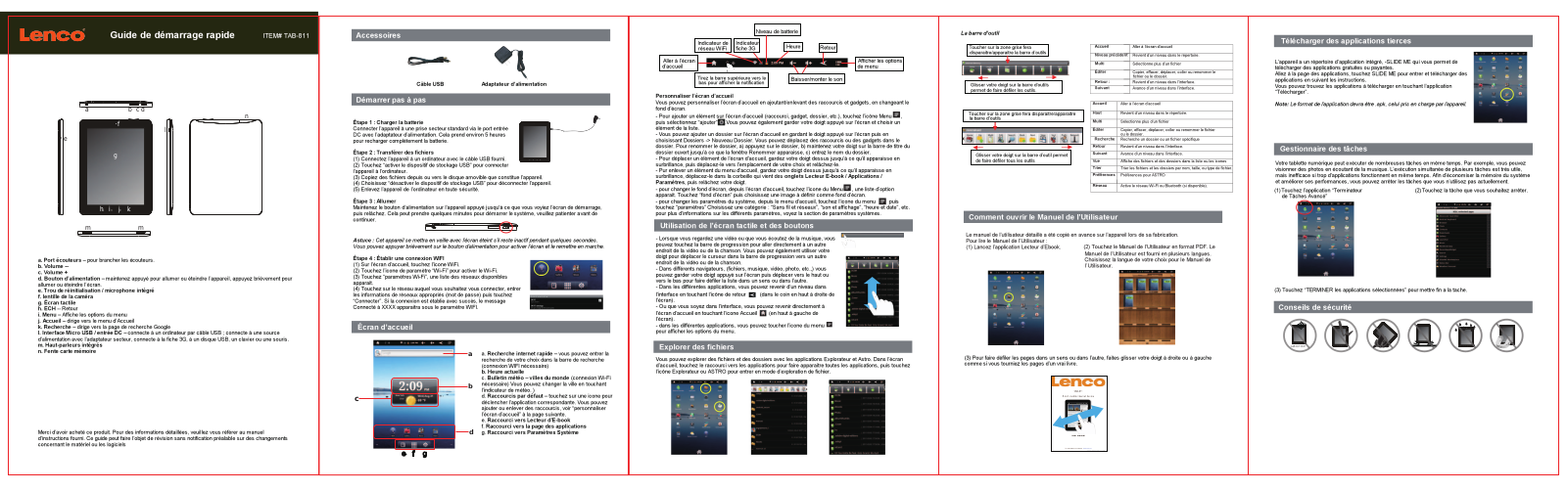 LENCO Tab 811 Guide rapide