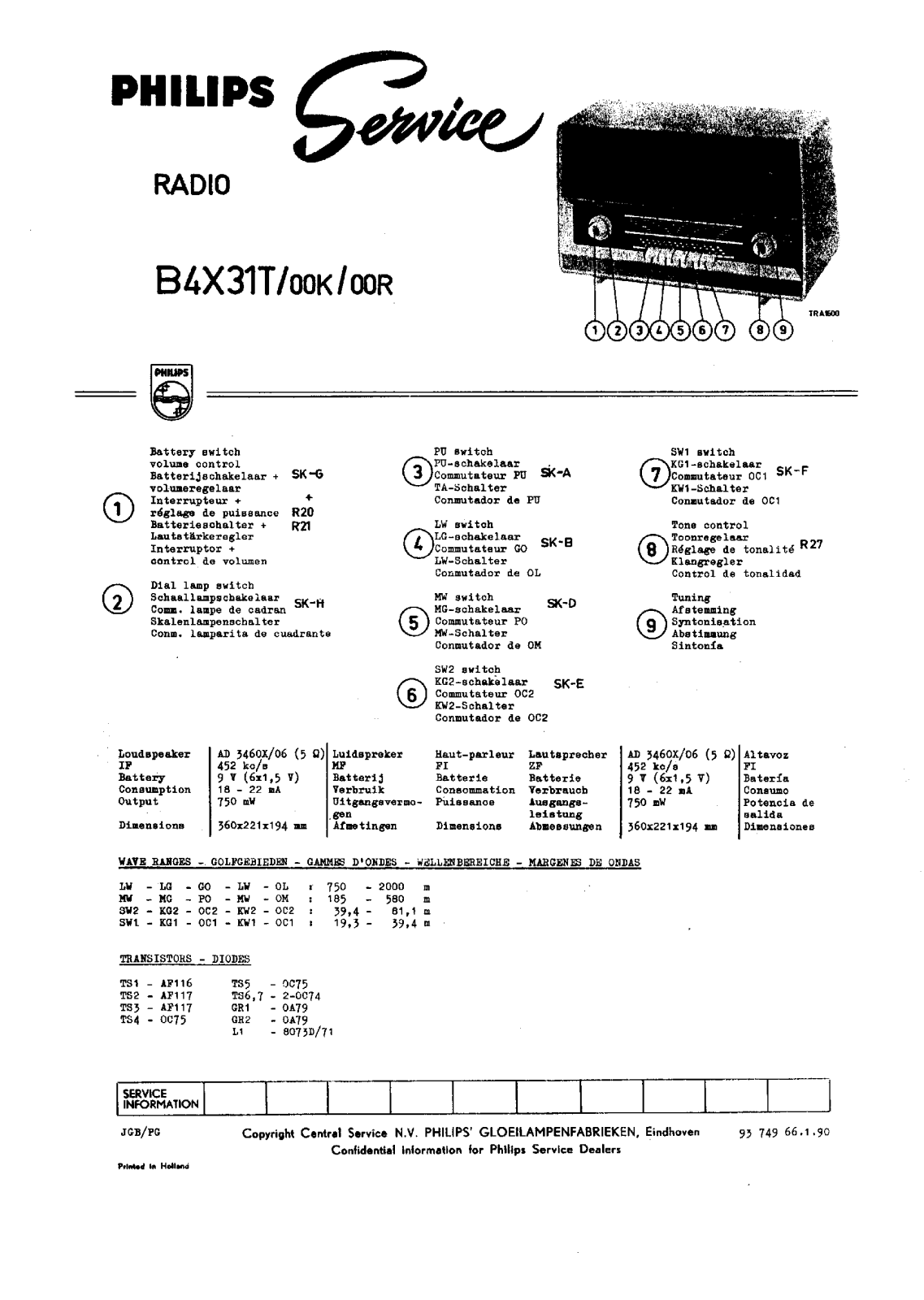 Philips B-4-X-31-T Service Manual