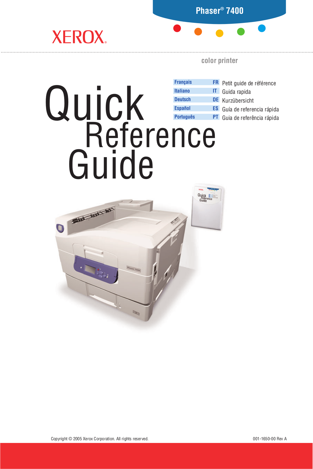 Xerox PHASER 7400 QUICK REFERENCE GUIDE