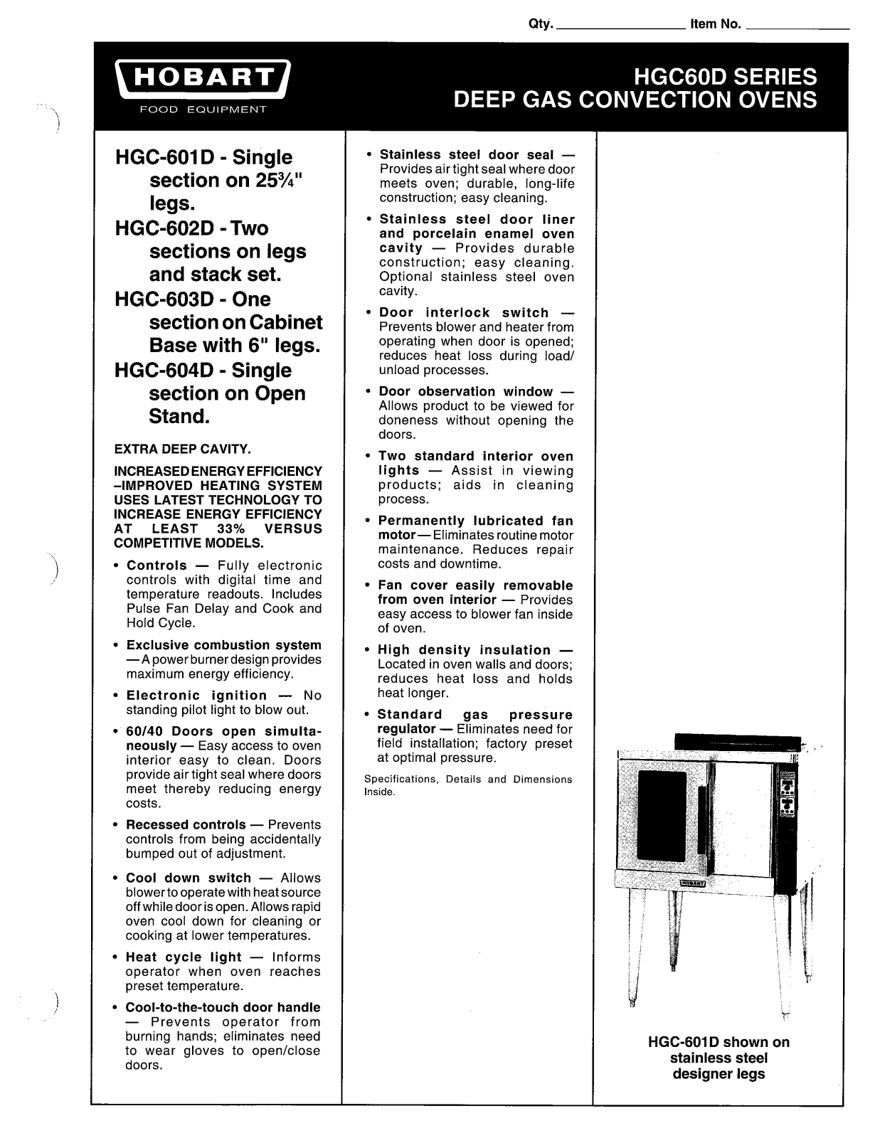 Hobart HGC-601D User Manual