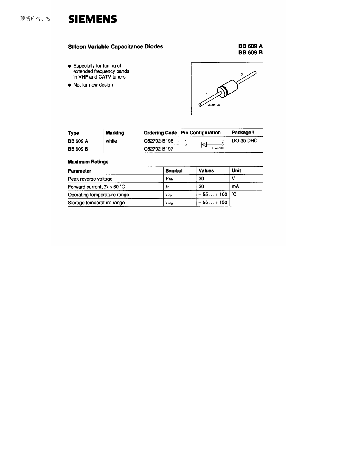 Siemens BB609A, BB609B User Manual