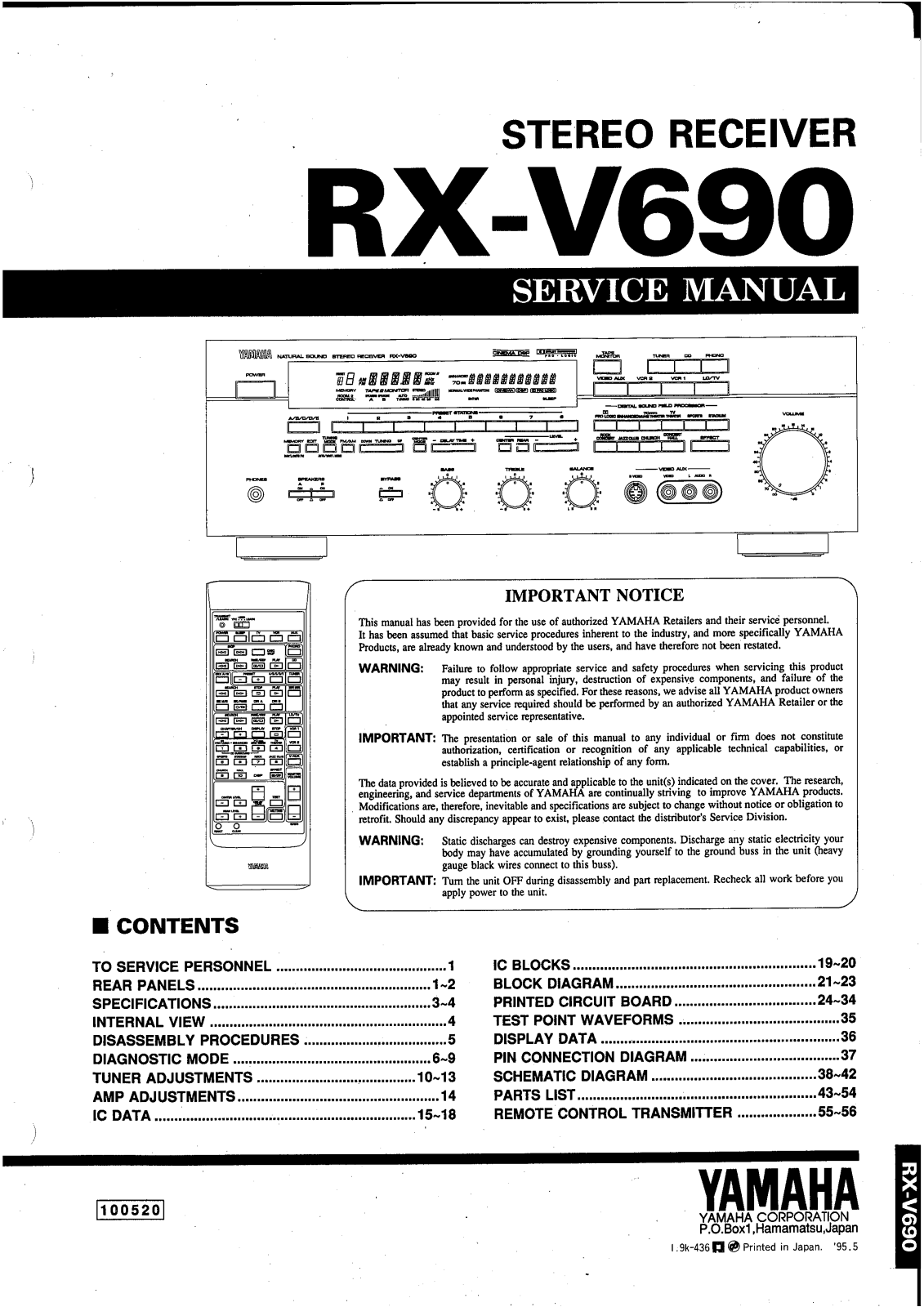 Yamaha RXV-690 Service manual