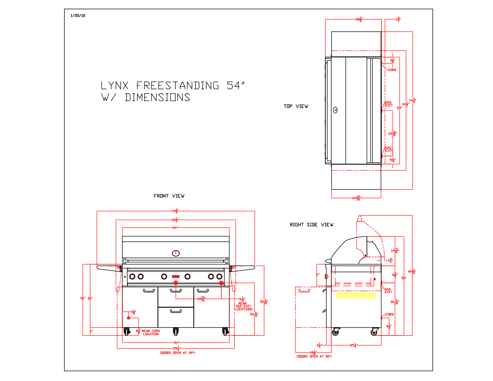 Lynx L54PSFR2NG Dimension Guide