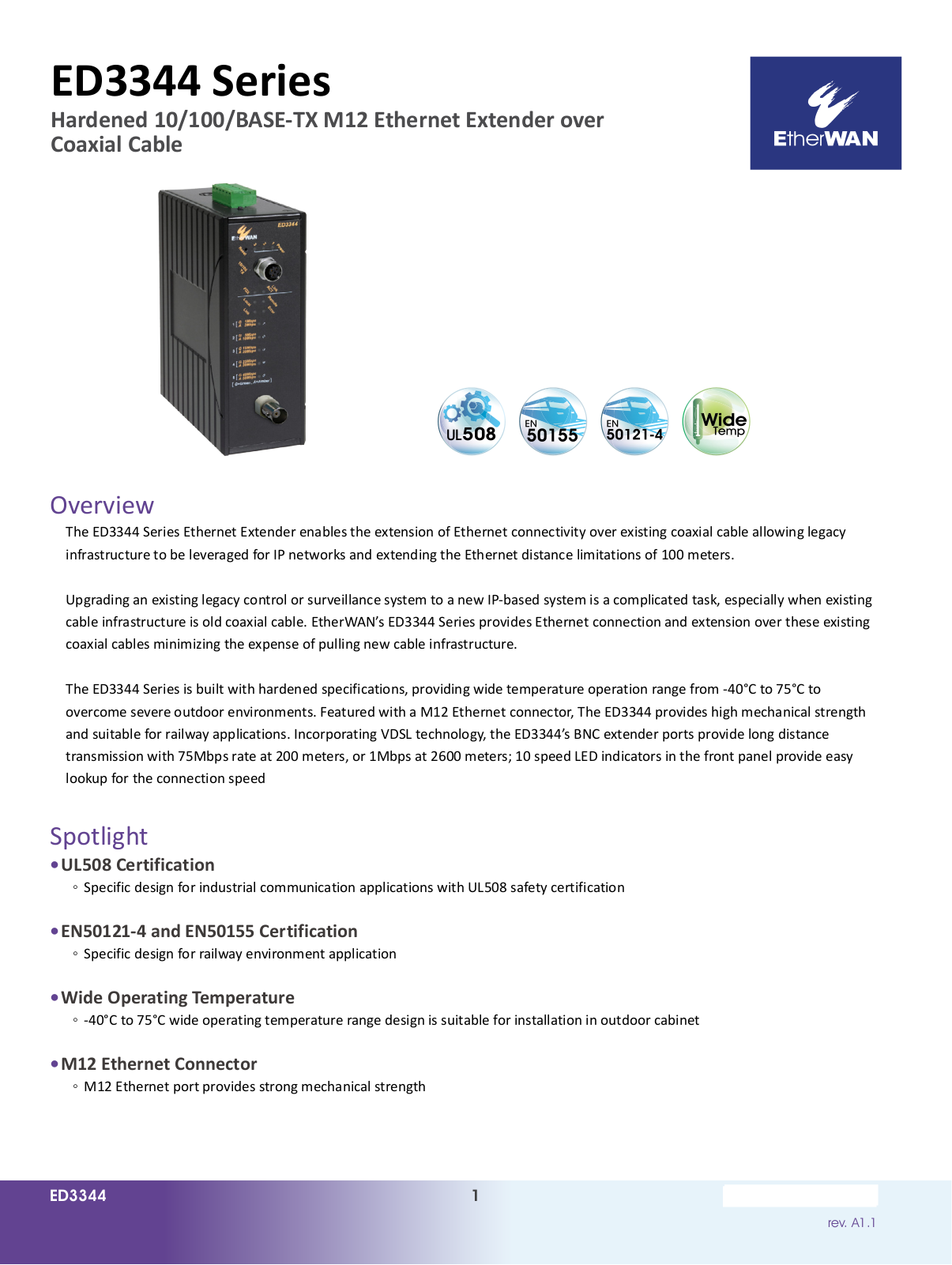 EtherWan ED3344 Series Data Sheet