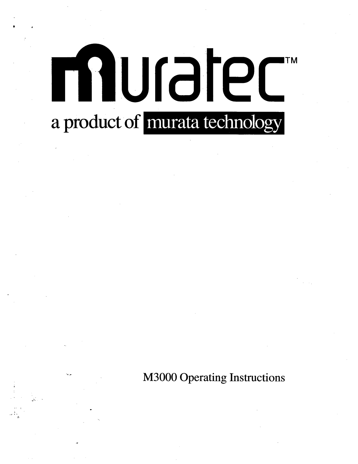 Muratec M-3000 Operating Manual